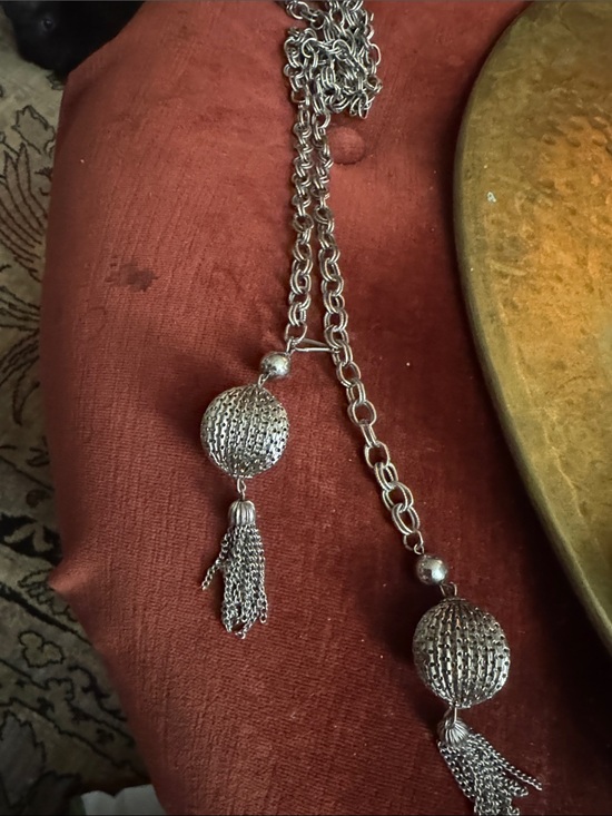 Source Unknown Jewelry - Source Unknown Silver-Tone Double Tassel Ball Pendant Necklace